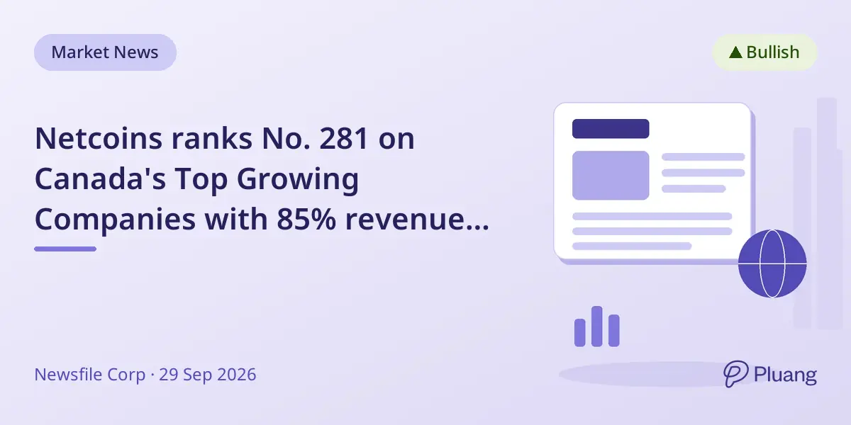 Netcoins ranks No. 281 on Canada's Top Growing Companies with 85% revenue growth over 3 years