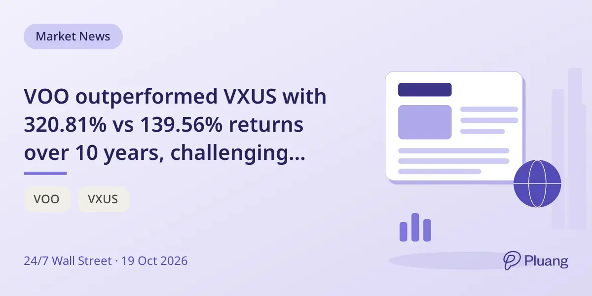 VOO outperformed VXUS with 320.81% vs 139.56% returns over 10 years, challenging international diversification benefits.