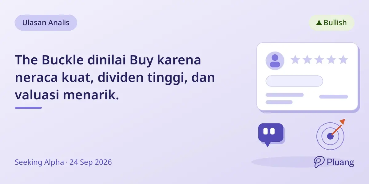 The Buckle dinilai Buy karena neraca kuat, dividen tinggi, dan valuasi menarik.