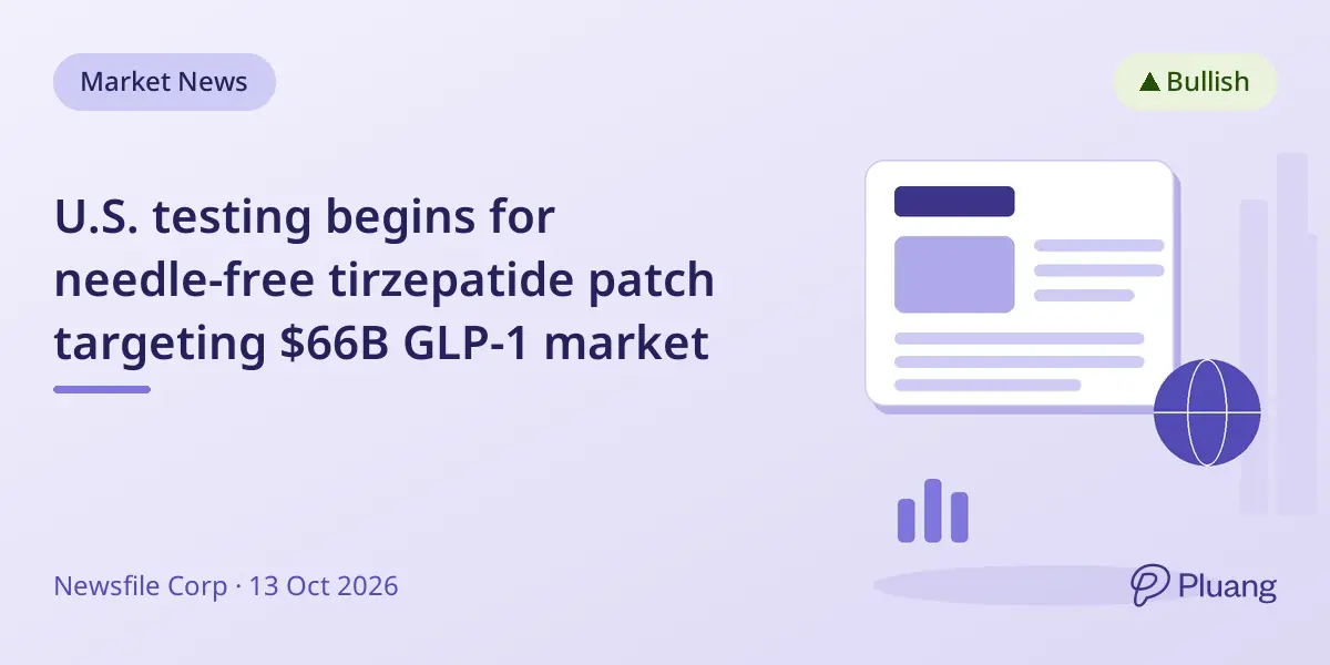 U.S. testing begins for needle-free tirzepatide patch targeting $66B GLP-1 market