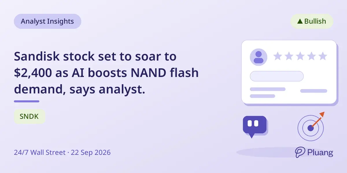 Sandisk stock set to soar to $2,400 as AI boosts NAND flash demand, says analyst.