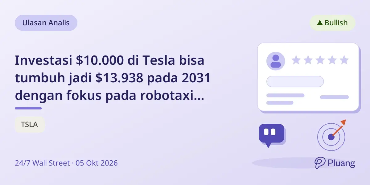 Investasi $10.000 di Tesla bisa tumbuh jadi $13.938 pada 2031 dengan fokus pada robotaxi dan penyimpanan energi.