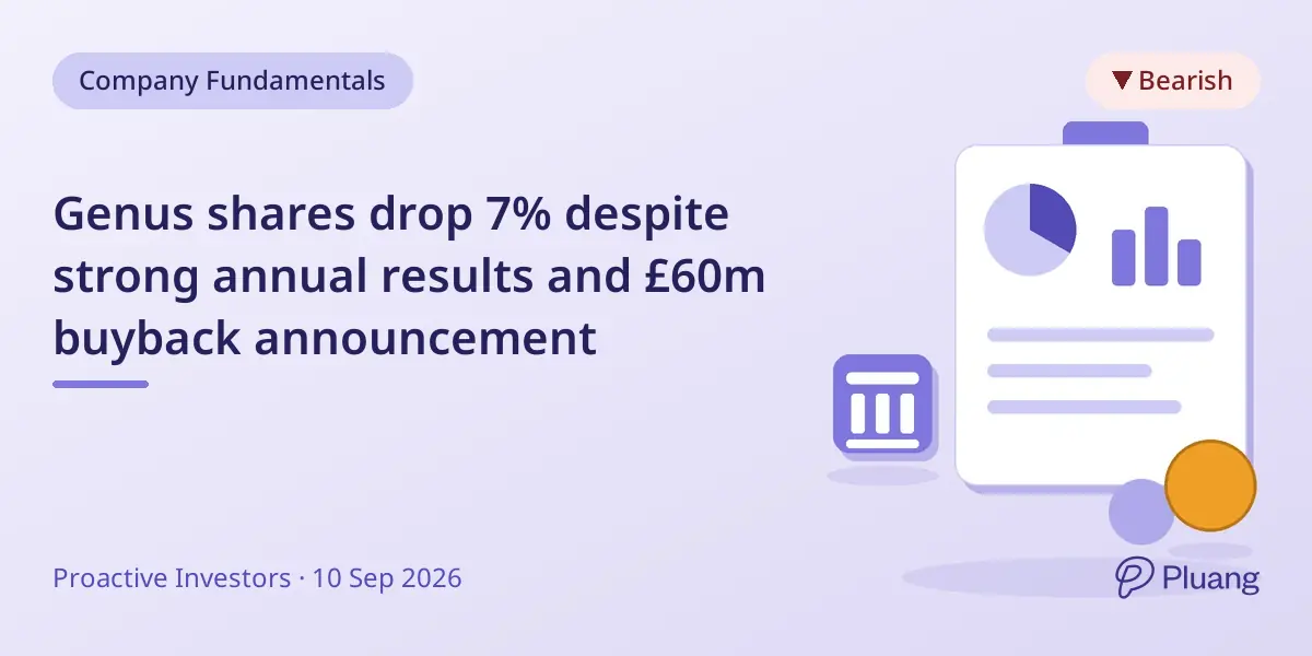 Genus shares drop 7% despite strong annual results and £60m buyback announcement