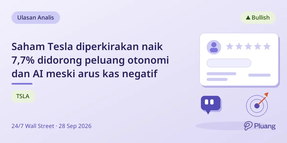 Saham Tesla diperkirakan naik 7,7% didorong peluang otonomi dan AI meski arus kas negatif