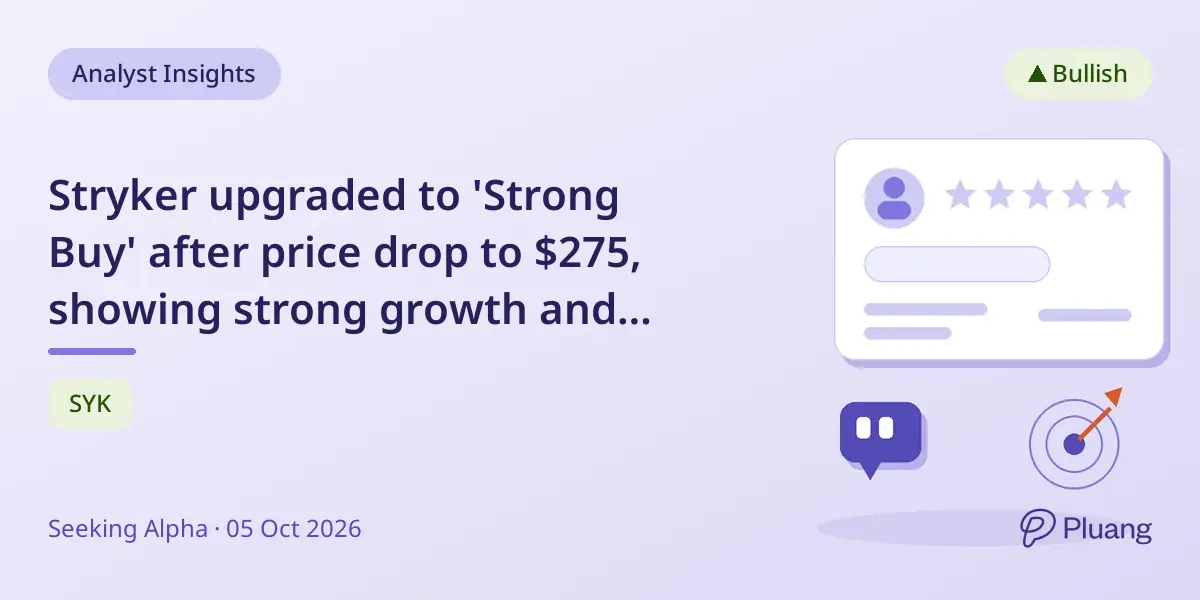 Stryker upgraded to 'Strong Buy' after price drop to $275, showing strong growth and solid returns potential.