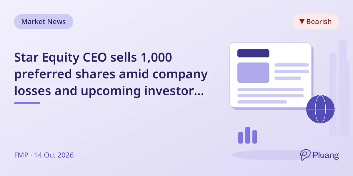 Star Equity CEO sells 1,000 preferred shares amid company losses and upcoming investor event