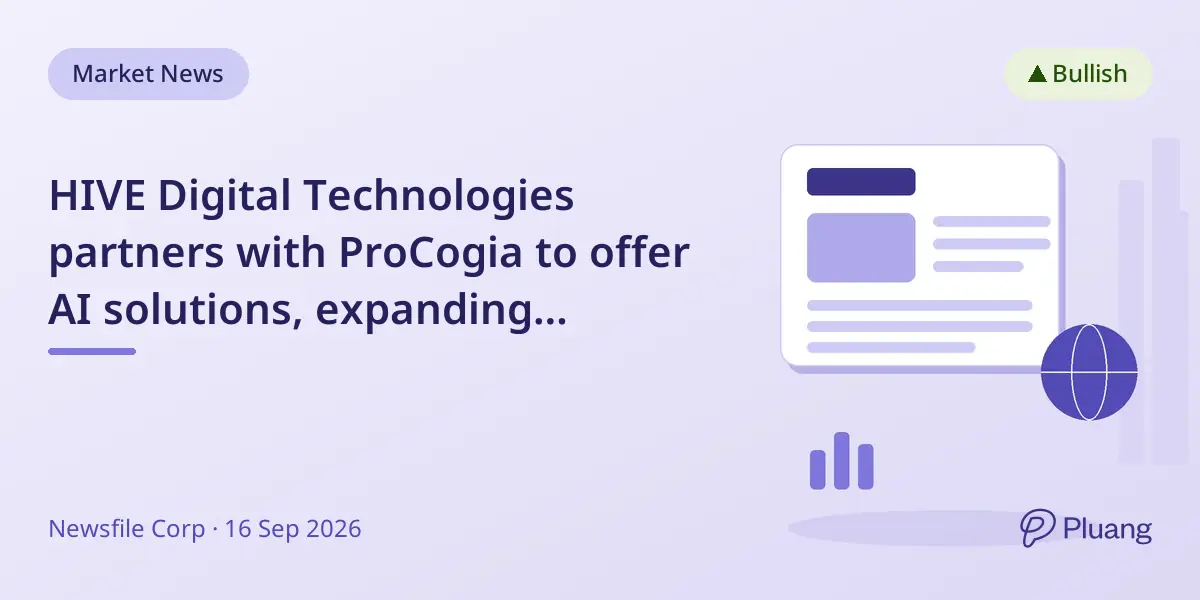 HIVE Digital Technologies partners with ProCogia to offer AI solutions, expanding Canadian AI infrastructure and global reach.