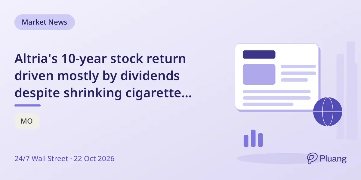 Altria's 10-year stock return driven mostly by dividends despite shrinking cigarette sales.