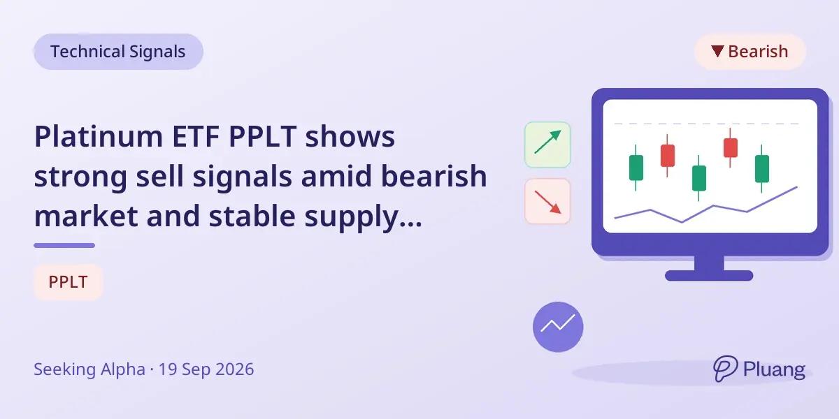 Platinum ETF PPLT shows strong sell signals amid bearish market and stable supply outlook.