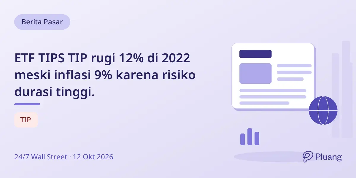 ETF TIPS TIP rugi 12% di 2022 meski inflasi 9% karena risiko durasi tinggi.