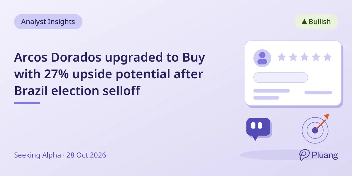 Arcos Dorados upgraded to Buy with 27% upside potential after Brazil election selloff
