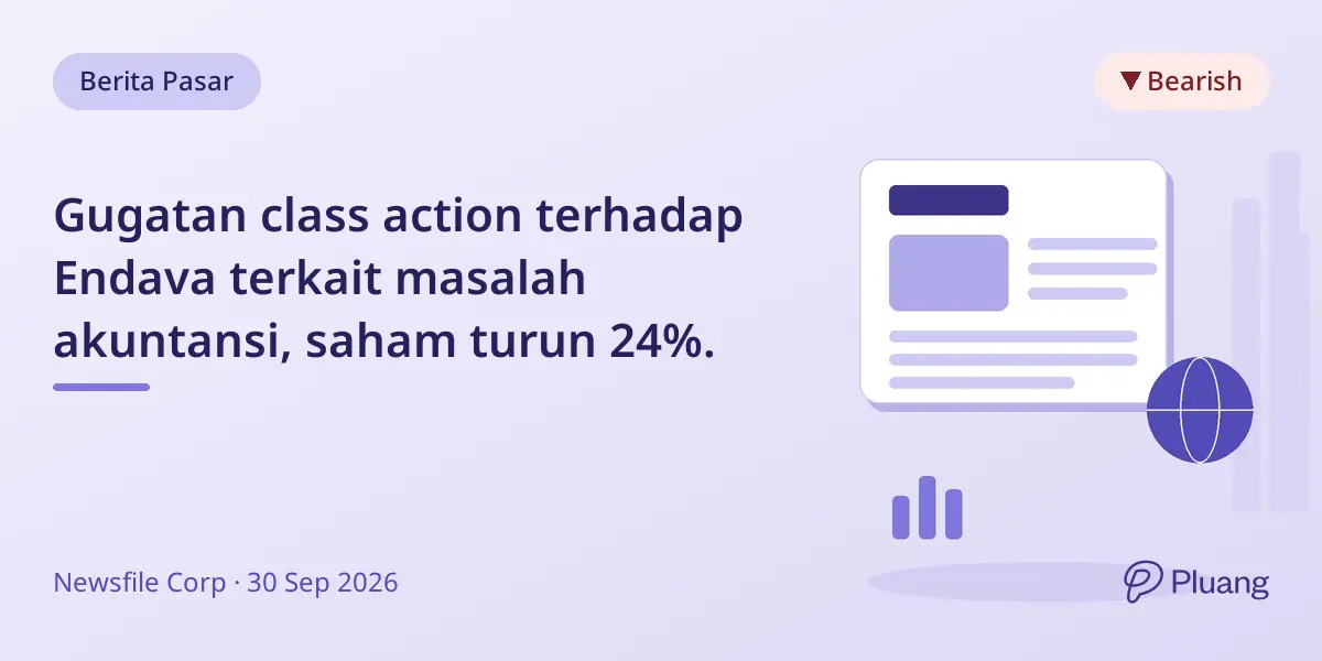 Gugatan class action terhadap Endava terkait masalah akuntansi, saham turun 24%.