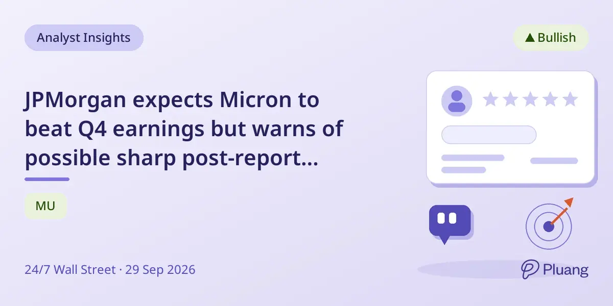 JPMorgan expects Micron to beat Q4 earnings but warns of possible sharp post-report selloffs.