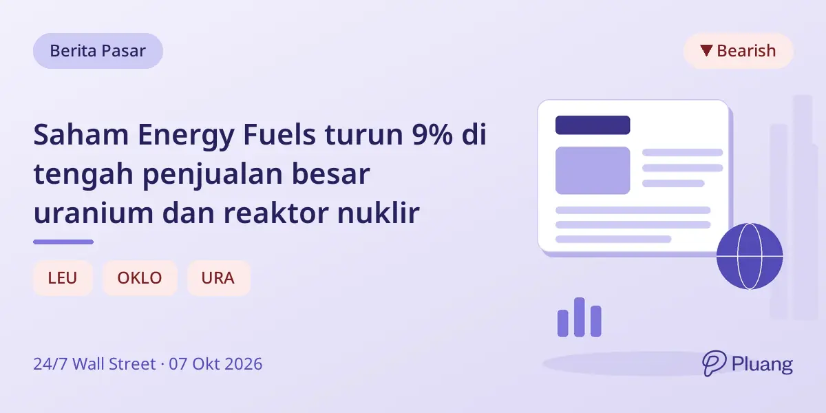 Saham Energy Fuels turun 9% di tengah penjualan besar uranium dan reaktor nuklir