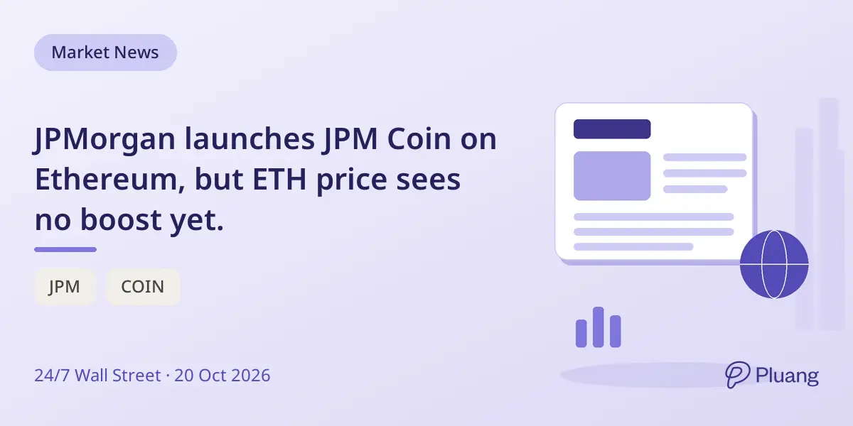 JPMorgan launches JPM Coin on Ethereum, but ETH price sees no boost yet.
