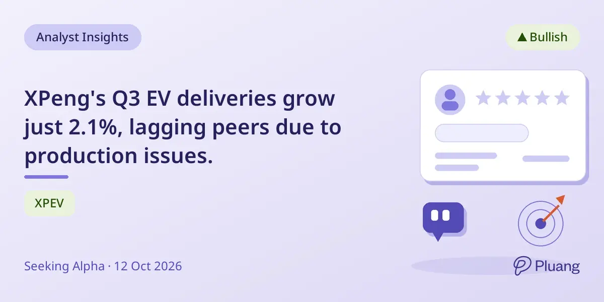 XPeng's Q3 EV deliveries grow just 2.1%, lagging peers due to production issues.