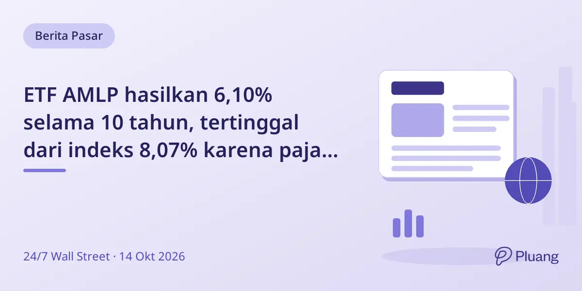 ETF AMLP hasilkan 6,10% selama 10 tahun, tertinggal dari indeks 8,07% karena pajak dan biaya dana.