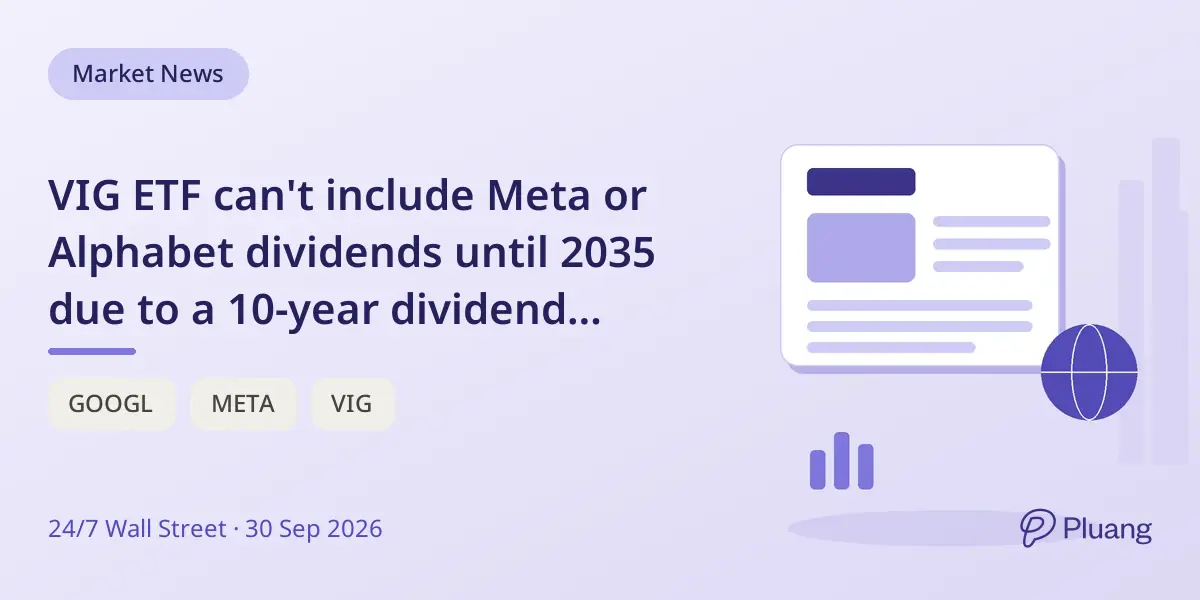 VIG ETF can't include Meta or Alphabet dividends until 2035 due to a 10-year dividend growth rule.