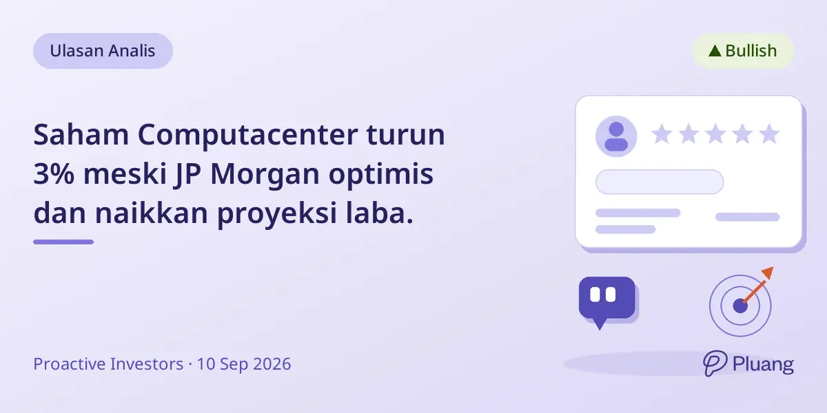 Saham Computacenter turun 3% meski JP Morgan optimis dan naikkan proyeksi laba.