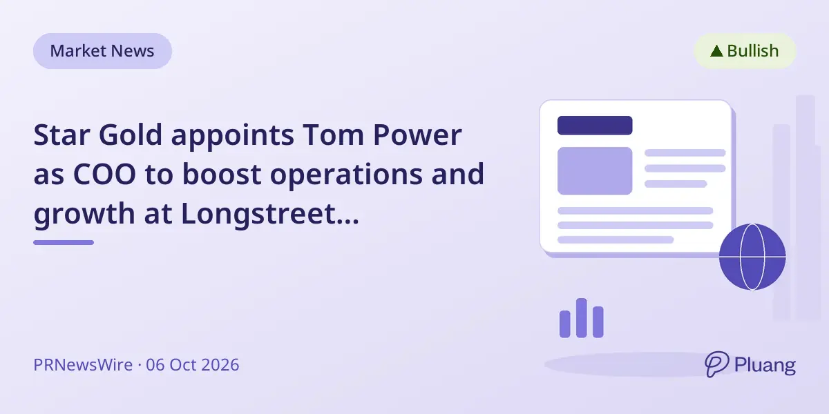 Star Gold appoints Tom Power as COO to boost operations and growth at Longstreet Gold-Silver Project.