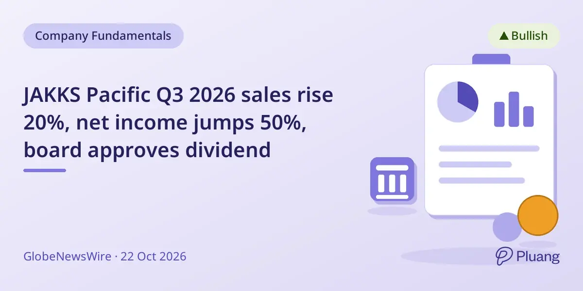 JAKKS Pacific Q3 2026 sales rise 20%, net income jumps 50%, board approves dividend