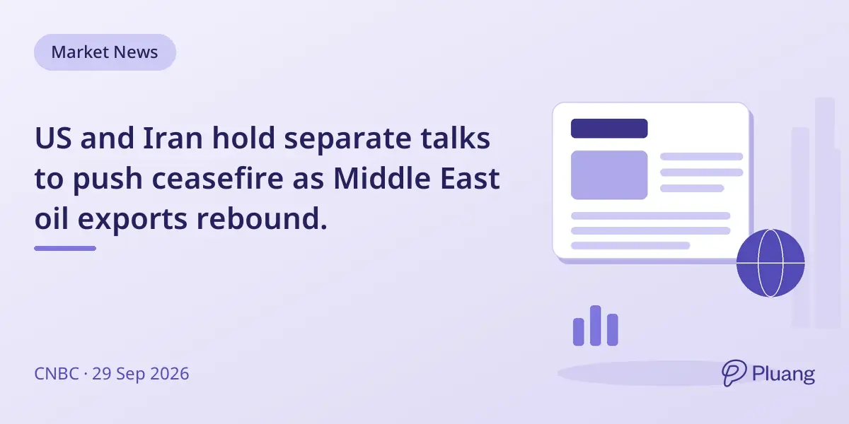 US and Iran hold separate talks to push ceasefire as Middle East oil exports rebound.