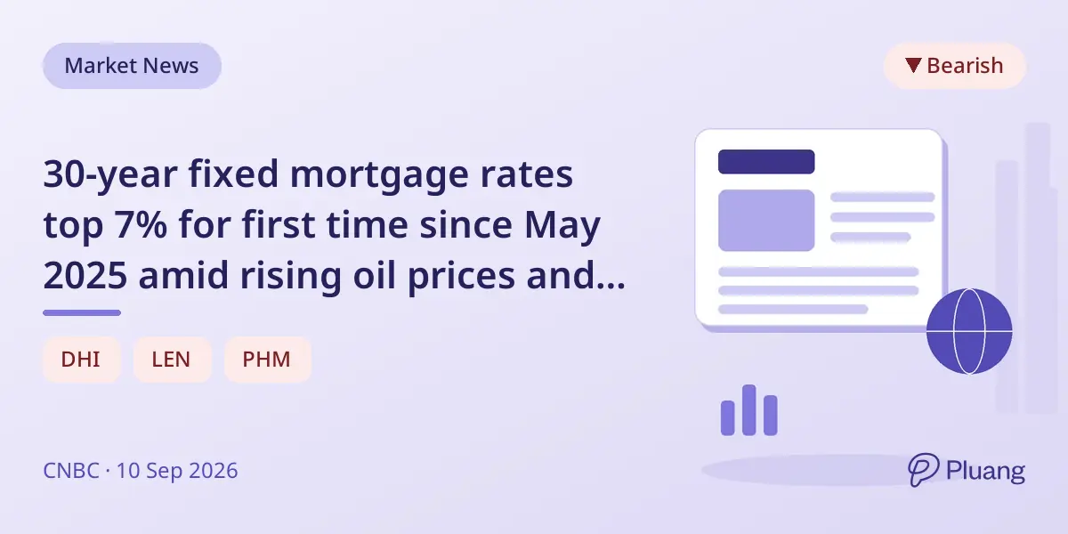 30-year fixed mortgage rates top 7% for first time since May 2025 amid rising oil prices and inflation.