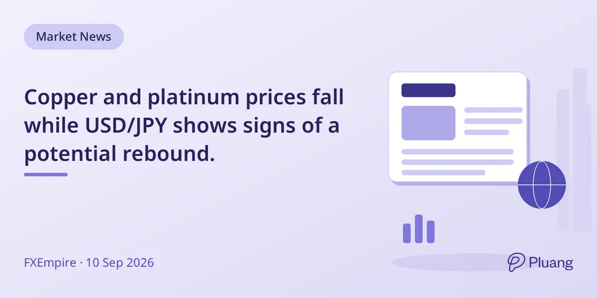 Copper and platinum prices fall while USD/JPY shows signs of a potential rebound.