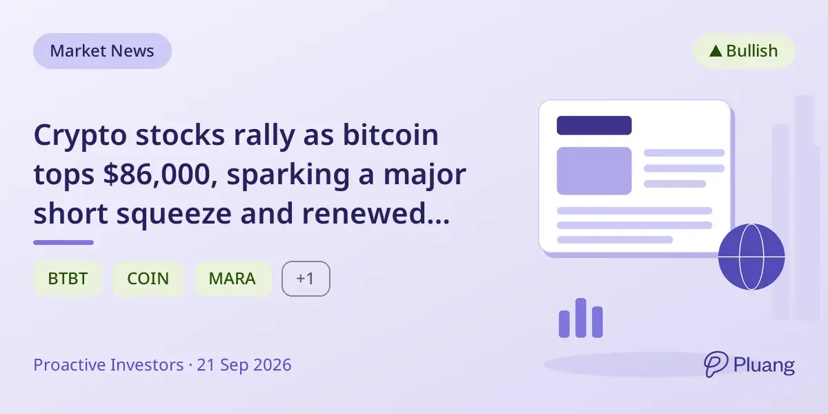 Crypto stocks rally as bitcoin tops $86,000, sparking a major short squeeze and renewed investor interest.