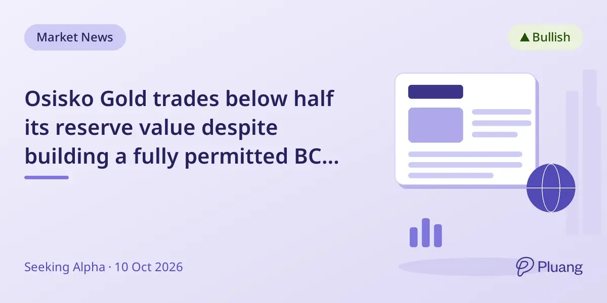 Osisko Gold trades below half its reserve value despite building a fully permitted BC gold mine.