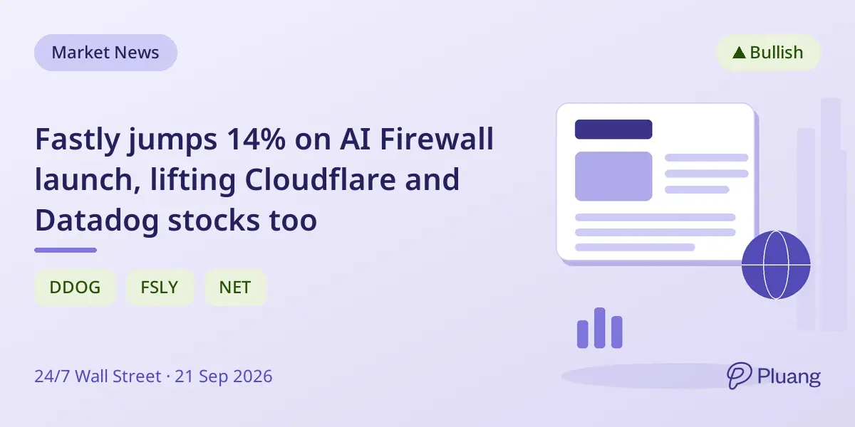 Fastly jumps 14% on AI Firewall launch, lifting Cloudflare and Datadog stocks too