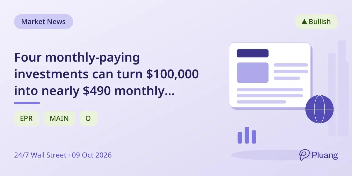 Four monthly-paying investments can turn $100,000 into nearly $490 monthly retirement income.