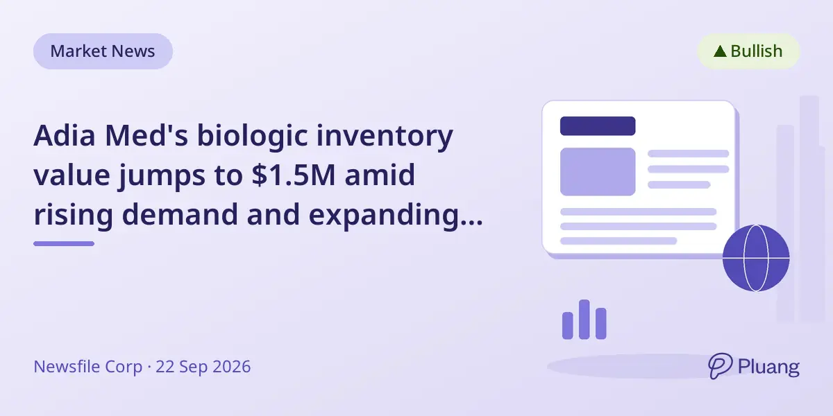 Adia Med's biologic inventory value jumps to $1.5M amid rising demand and expanding clinical studies.