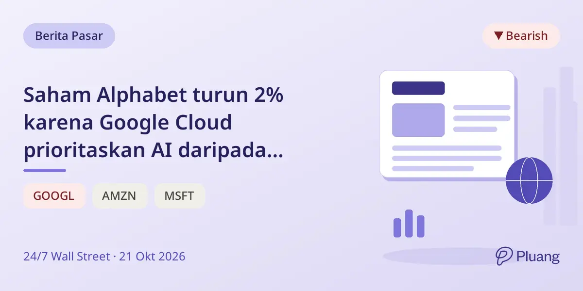 Saham Alphabet turun 2% karena Google Cloud prioritaskan AI daripada pertumbuhan pendapatan