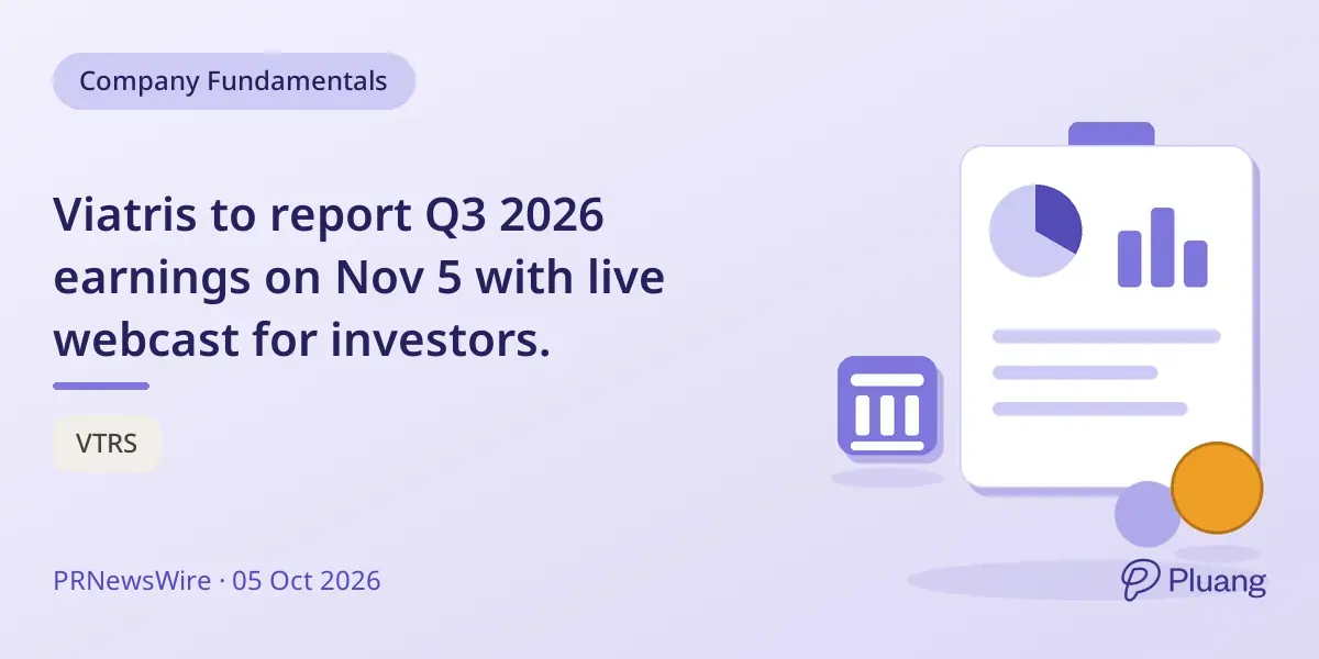 Viatris to report Q3 2026 earnings on Nov 5 with live webcast for investors.