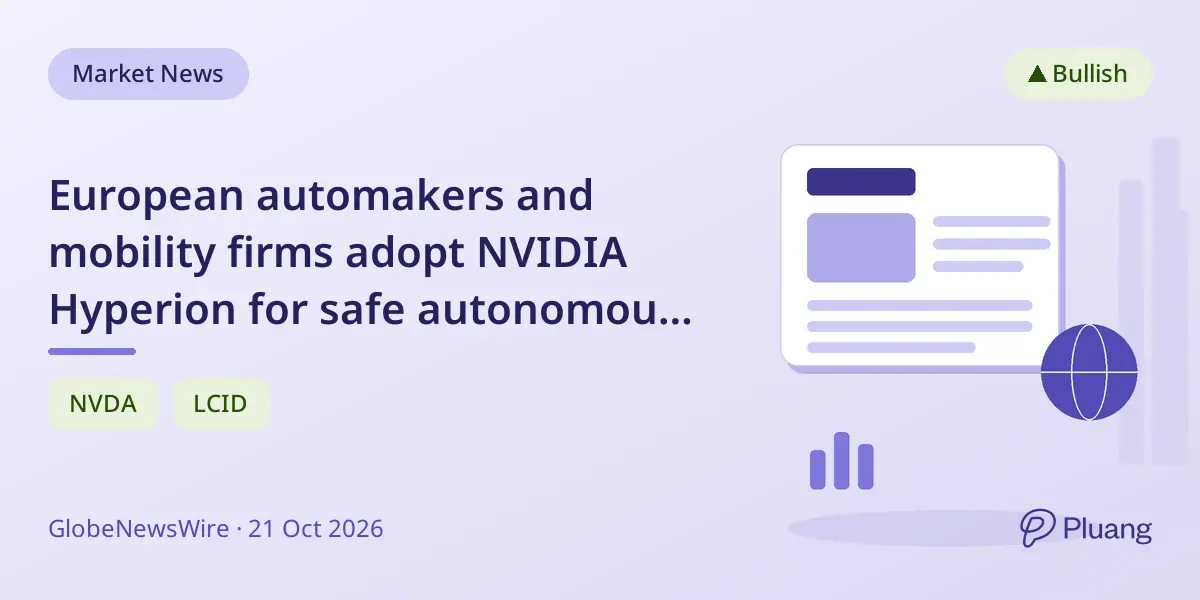 European automakers and mobility firms adopt NVIDIA Hyperion for safe autonomous vehicles and robotaxi fleets.