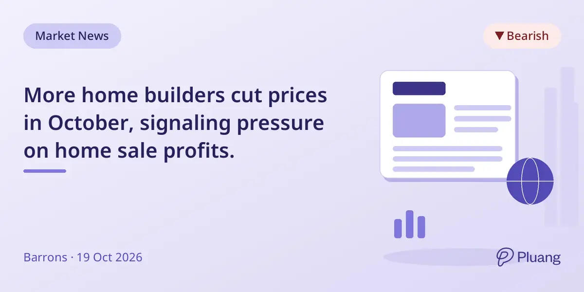 More home builders cut prices in October, signaling pressure on home sale profits.