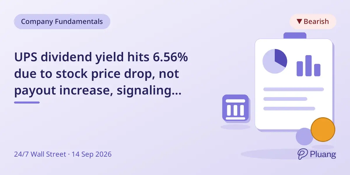 UPS dividend yield hits 6.56% due to stock price drop, not payout increase, signaling caution for investors.