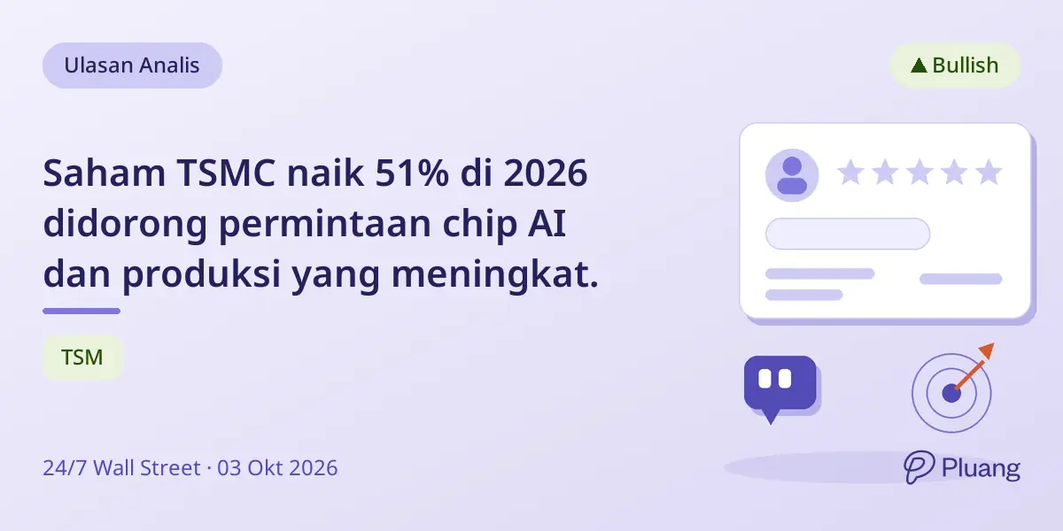Saham TSMC naik 51% di 2026 didorong permintaan chip AI dan produksi yang meningkat.
