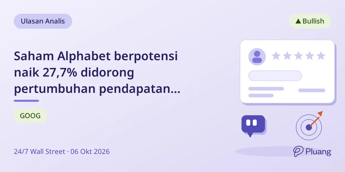 Saham Alphabet berpotensi naik 27,7% didorong pertumbuhan pendapatan Google Cloud 82%.