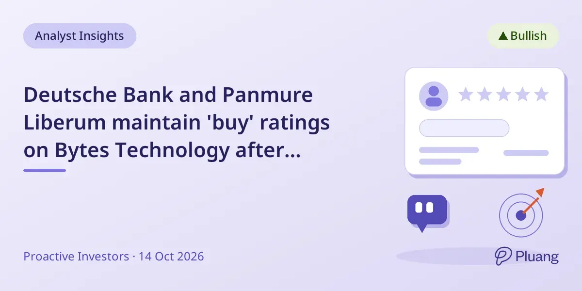 Deutsche Bank and Panmure Liberum maintain 'buy' ratings on Bytes Technology after strong H1 results and strategic CyberOne acquisition.