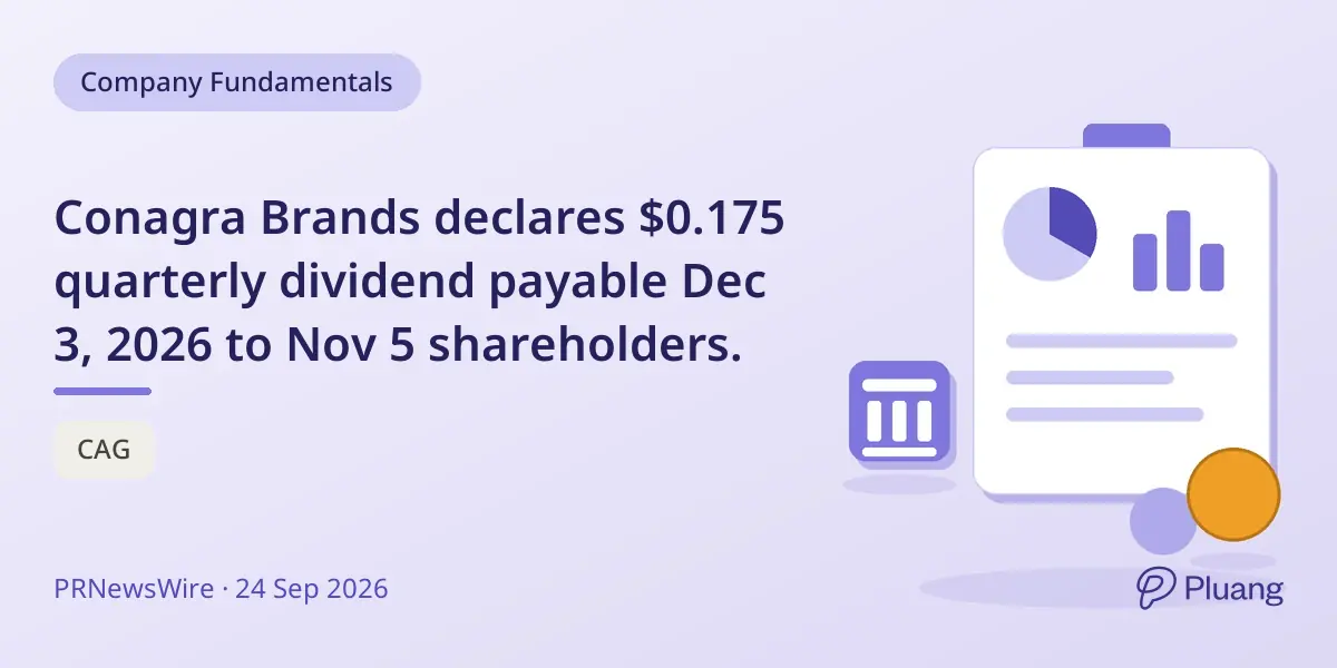 Conagra Brands declares $0.175 quarterly dividend payable Dec 3, 2026 to Nov 5 shareholders.