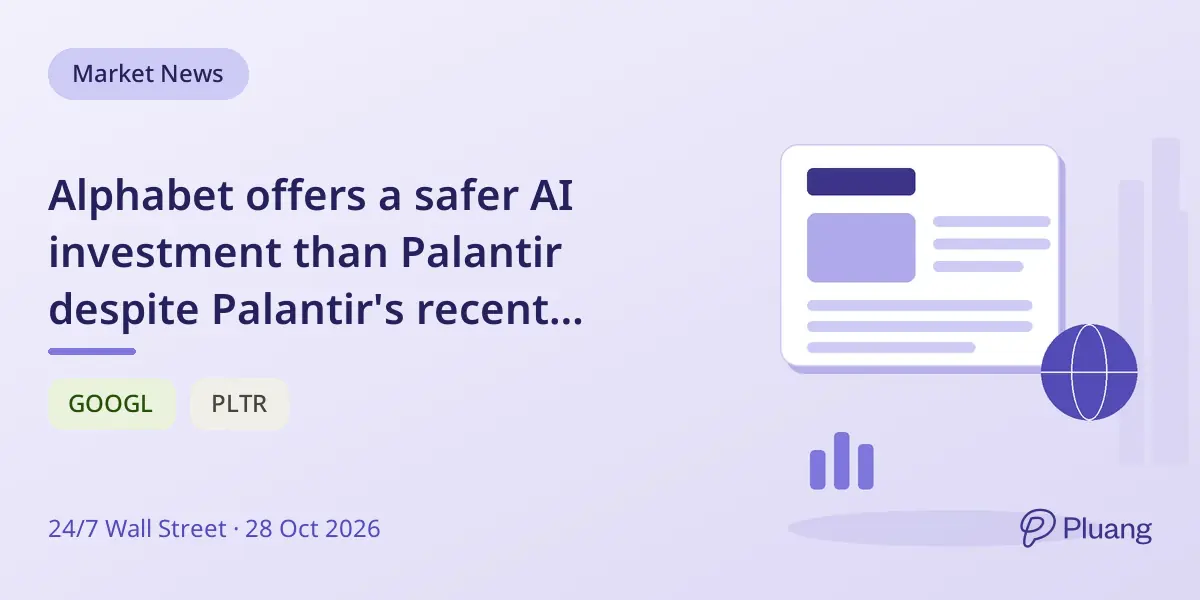Alphabet offers a safer AI investment than Palantir despite Palantir's recent earnings surge.