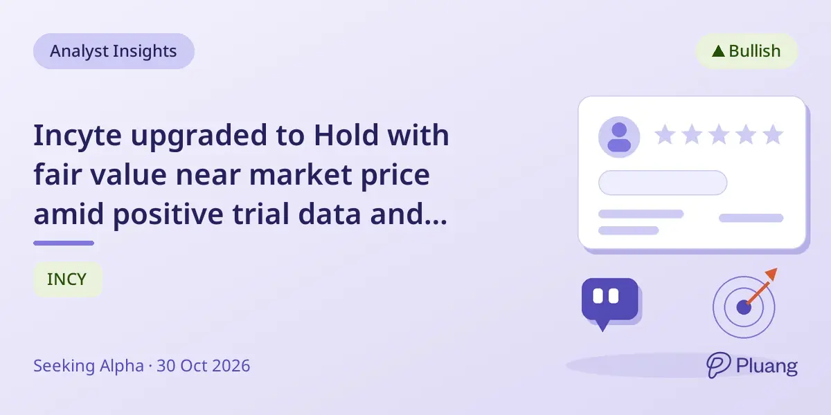 Incyte upgraded to Hold with fair value near market price amid positive trial data and sales growth