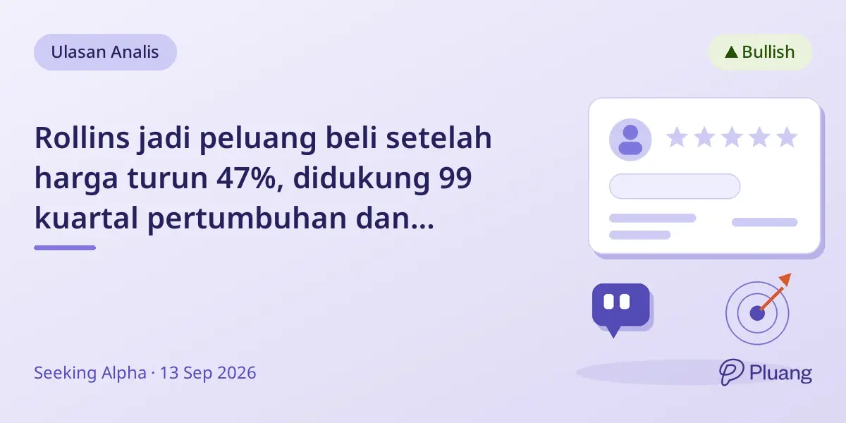Rollins jadi peluang beli setelah harga turun 47%, didukung 99 kuartal pertumbuhan dan potensi arus kas kuat.