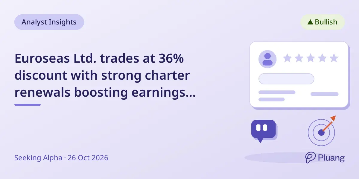 Euroseas Ltd. trades at 36% discount with strong charter renewals boosting earnings outlook.