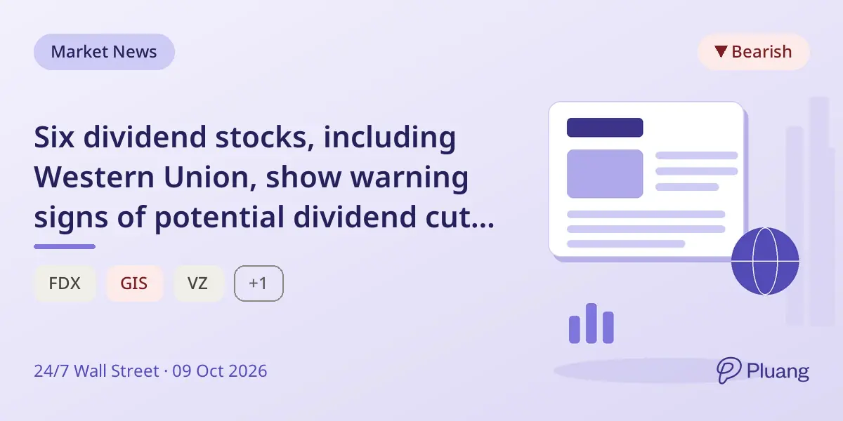 Six dividend stocks, including Western Union, show warning signs of potential dividend cuts despite high yields.