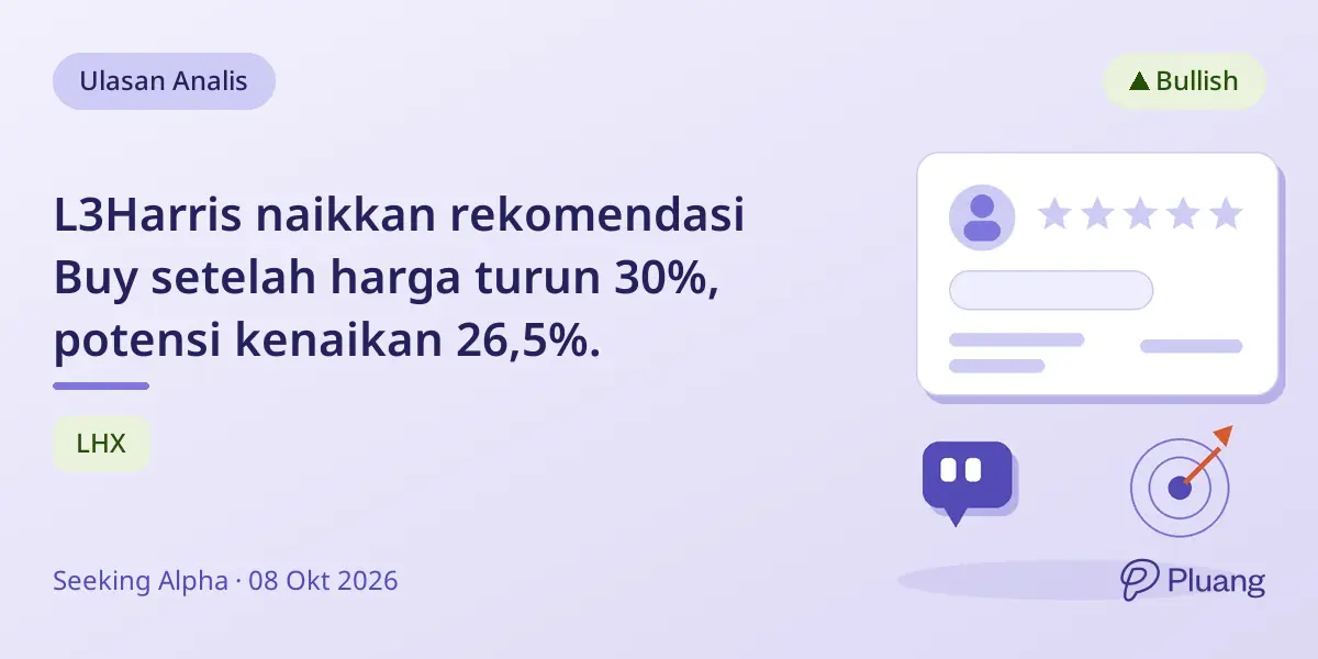 L3Harris naikkan rekomendasi Buy setelah harga turun 30%, potensi kenaikan 26,5%.