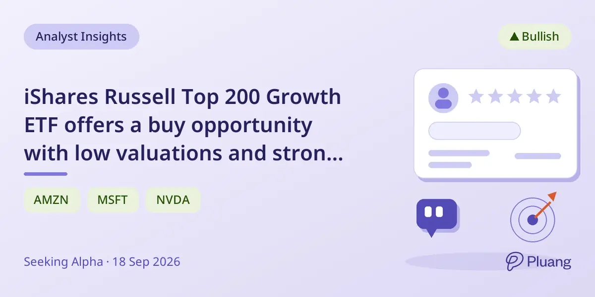 iShares Russell Top 200 Growth ETF offers a buy opportunity with low valuations and strong AI-driven tech growth.