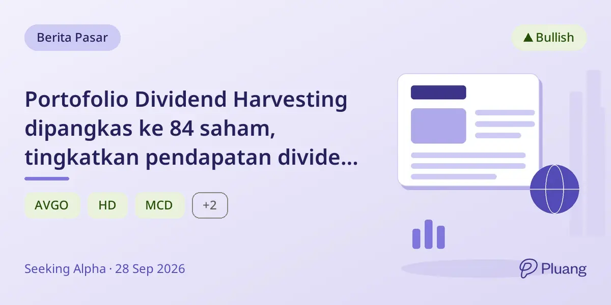 Portofolio Dividend Harvesting dipangkas ke 84 saham, tingkatkan pendapatan dividen tahunan hampir $96.